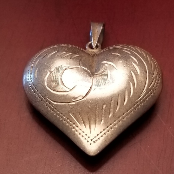 925 sterling silver puffy heart charm pendant - Picture 1 of 3